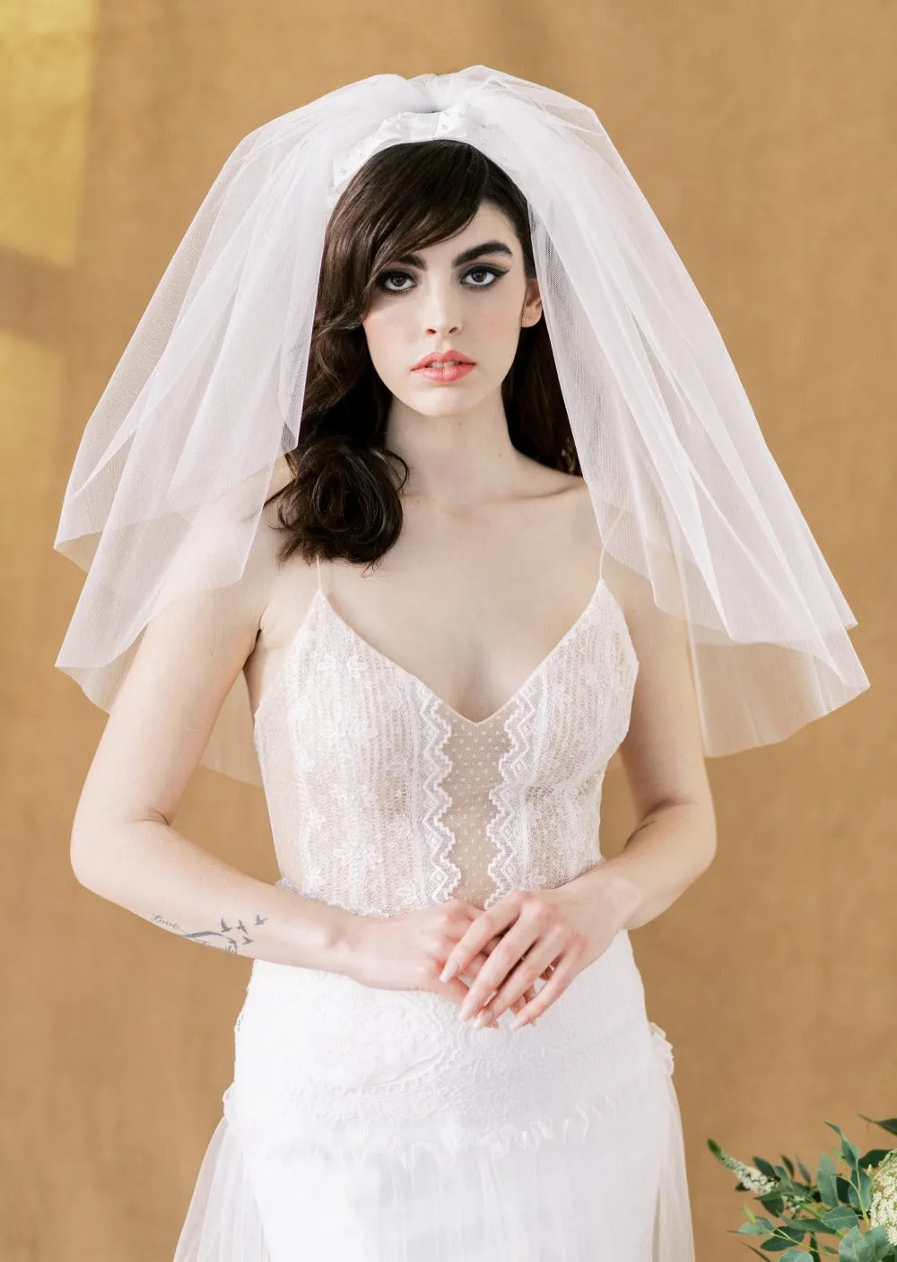 ARIANA Double Layer Pouf Bridal Veil