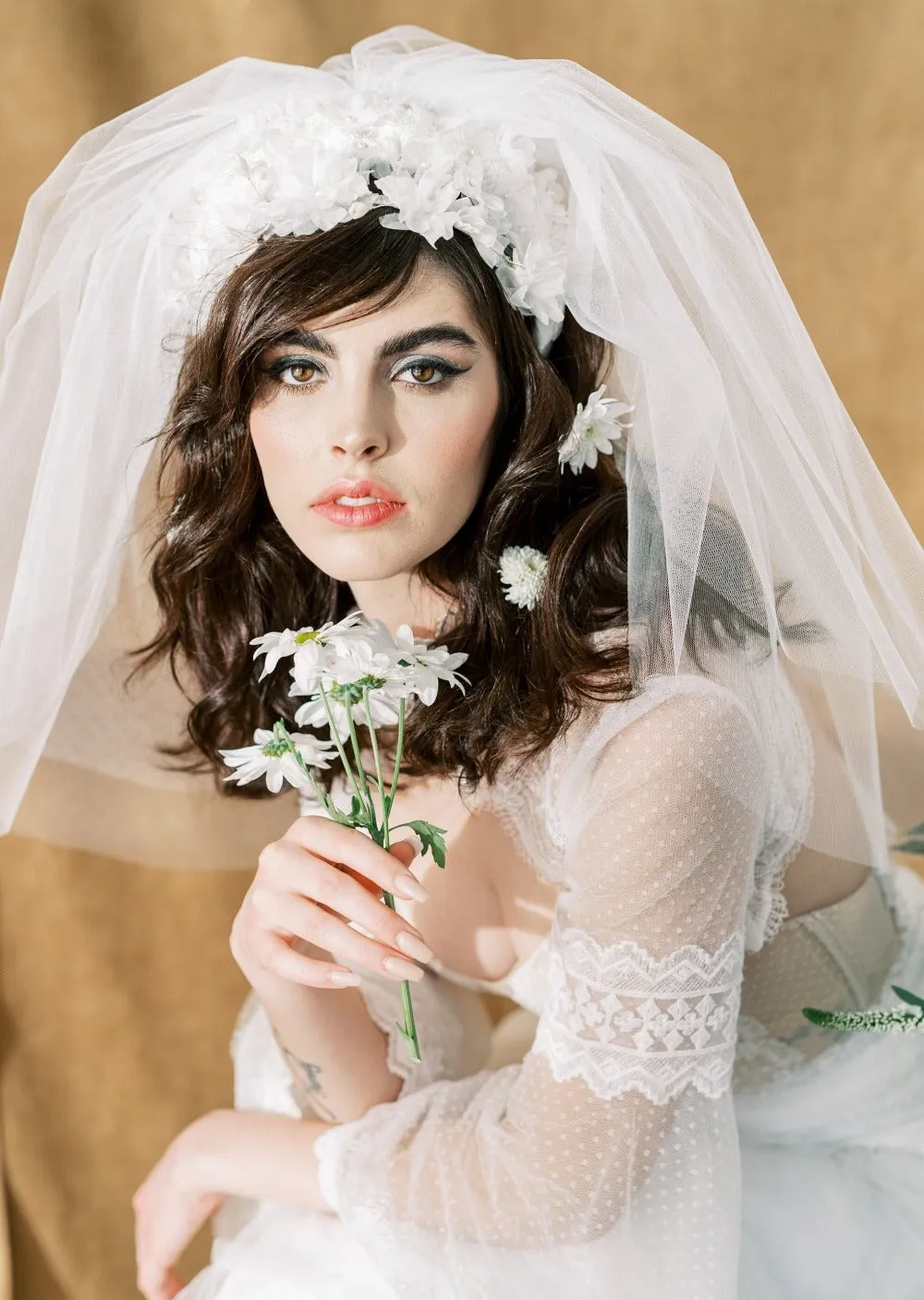 ARIANA Double Layer Pouf Bridal Veil
