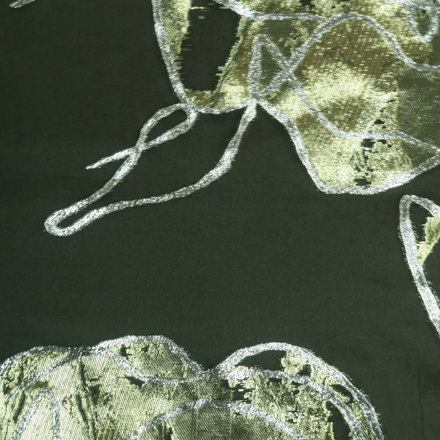 Black and Gold Abstract Textured Brocade Fabric