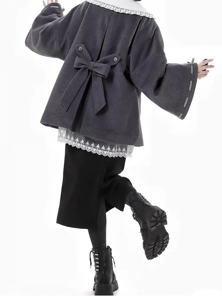 Black Detachable Shoulder Straps Overall Woolen Midi Skirt Asymmetrical Hem