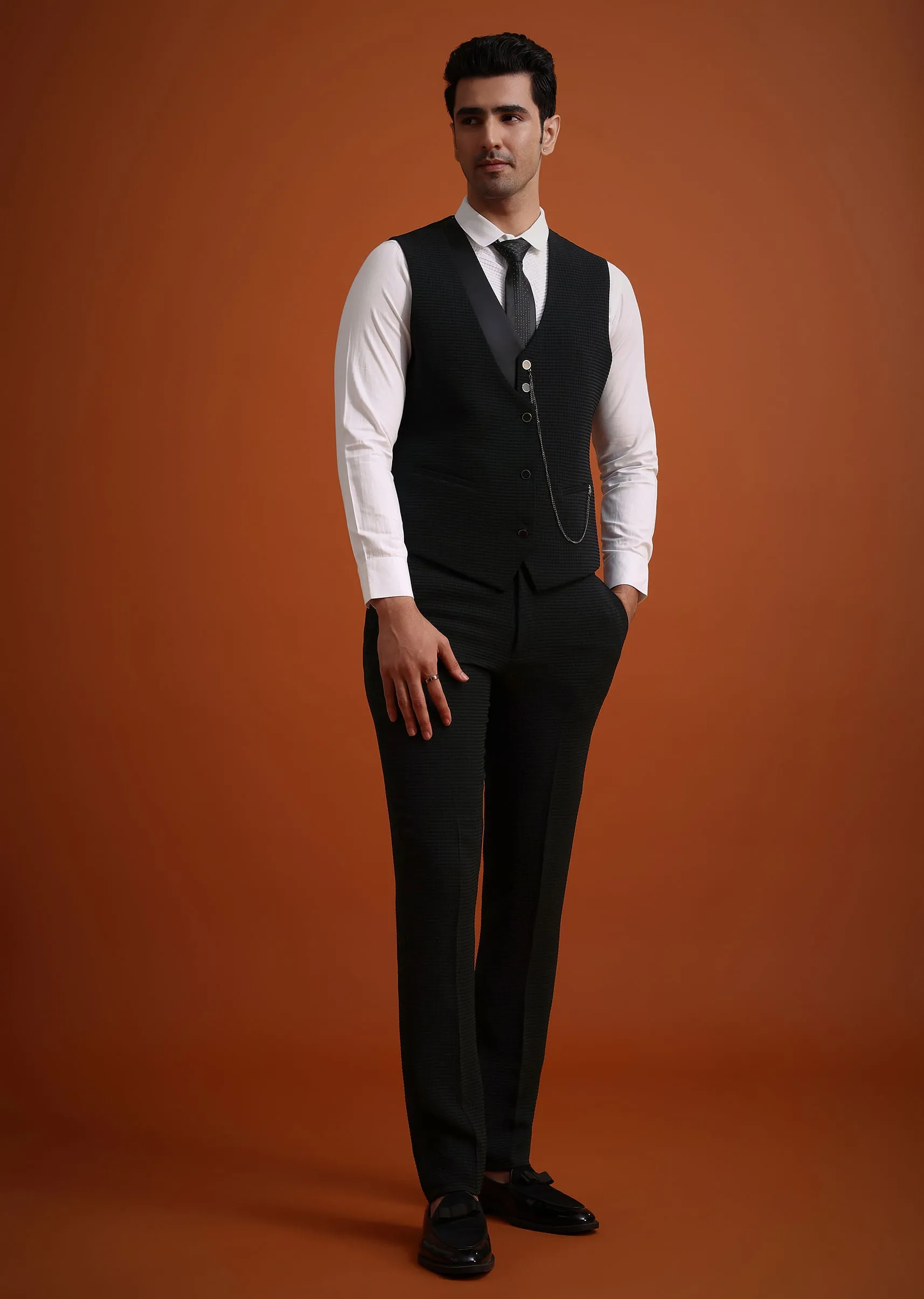 Black Tuxedo Set With Pocket Square