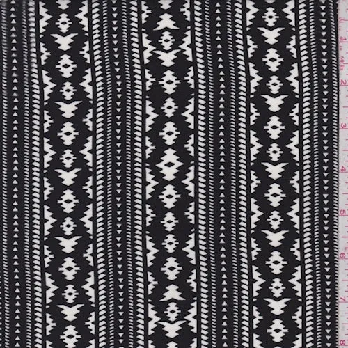 Black/White Zig Zag Stripe Challis Fabric