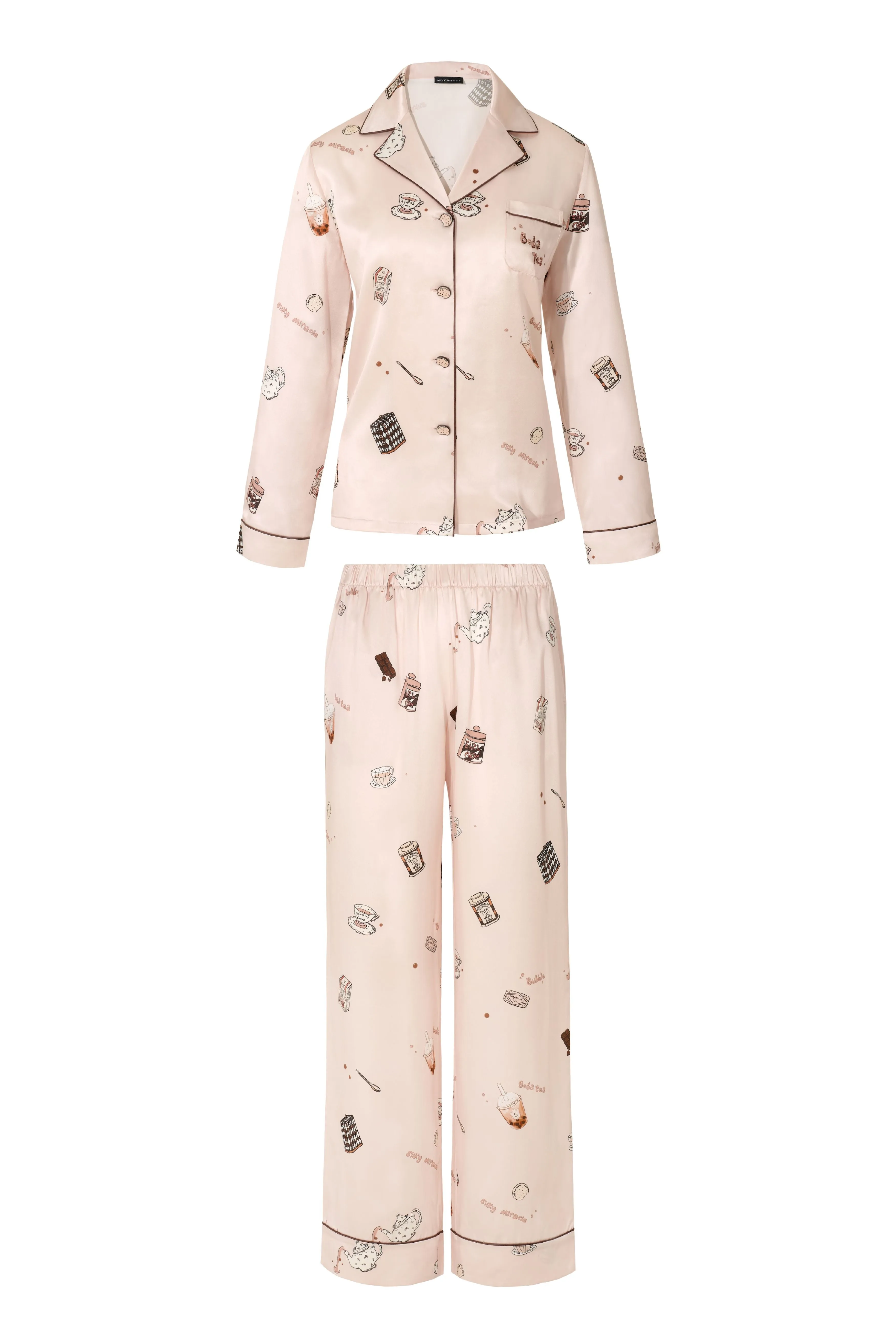 Boba Tea Cream Silk Pyjama Set