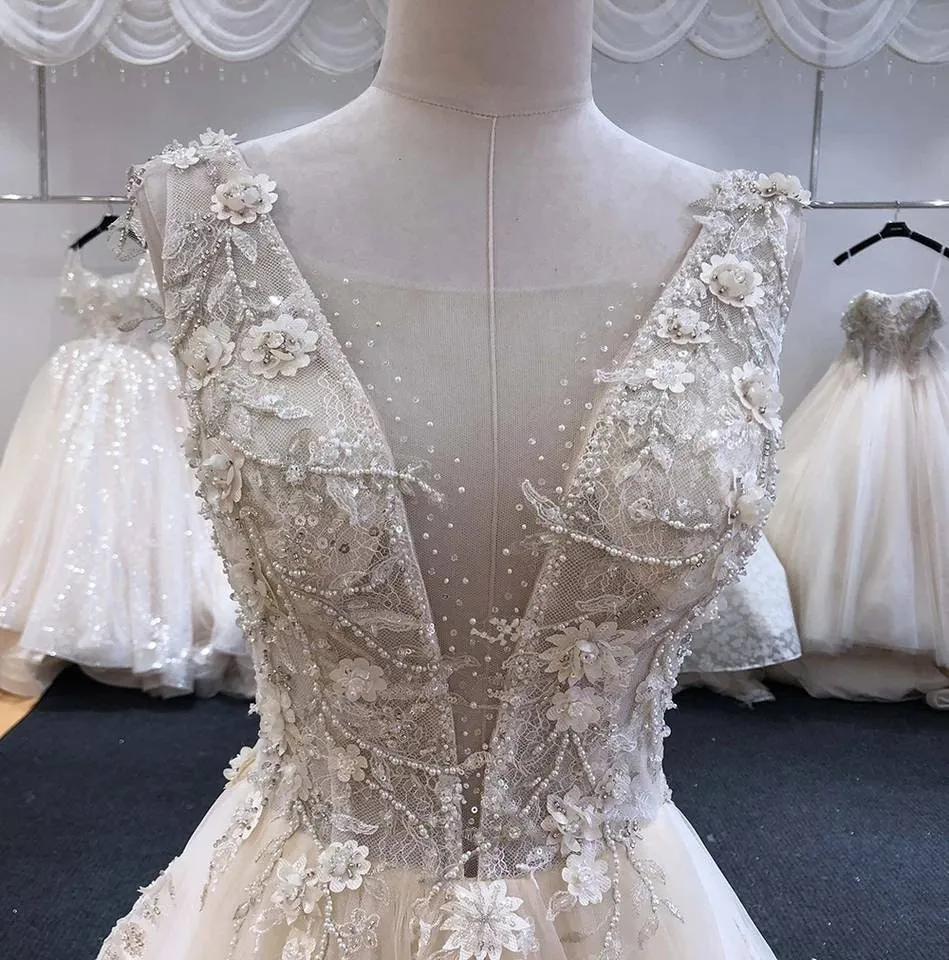 Boho Simple Wedding Gown Layered Wedding Dress Tulle Layer Wedding Dress
