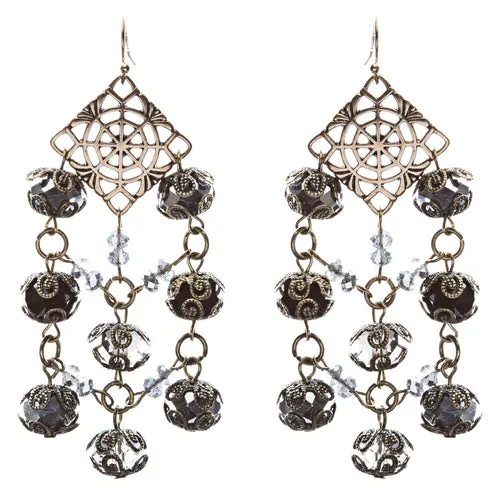 Bold Fashion Extraordinary Beaded Charms Design Dangle Earrings E853 Black