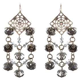 Bold Fashion Extraordinary Beaded Charms Design Dangle Earrings E853 Black