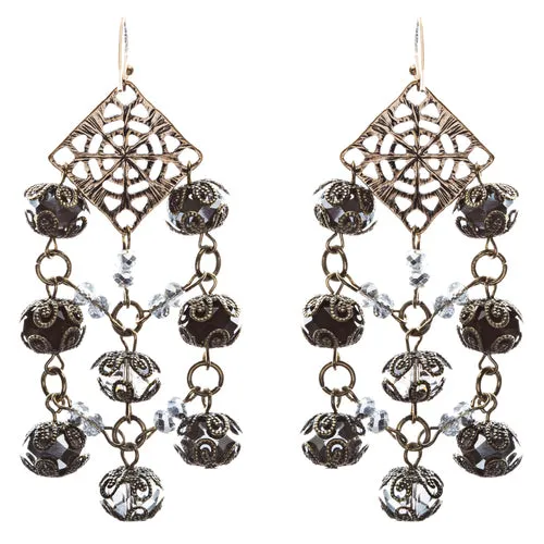 Bold Fashion Extraordinary Beaded Charms Design Dangle Earrings E853 Black