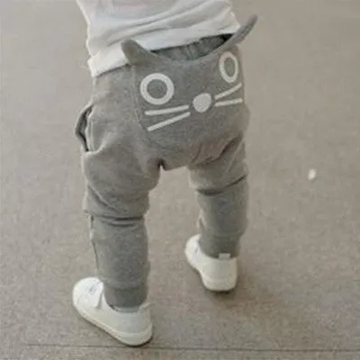 Cute Cartoon Pattern Baby Pants Boys Harem Pants Cotton Owl Trousers Spring and Autumn