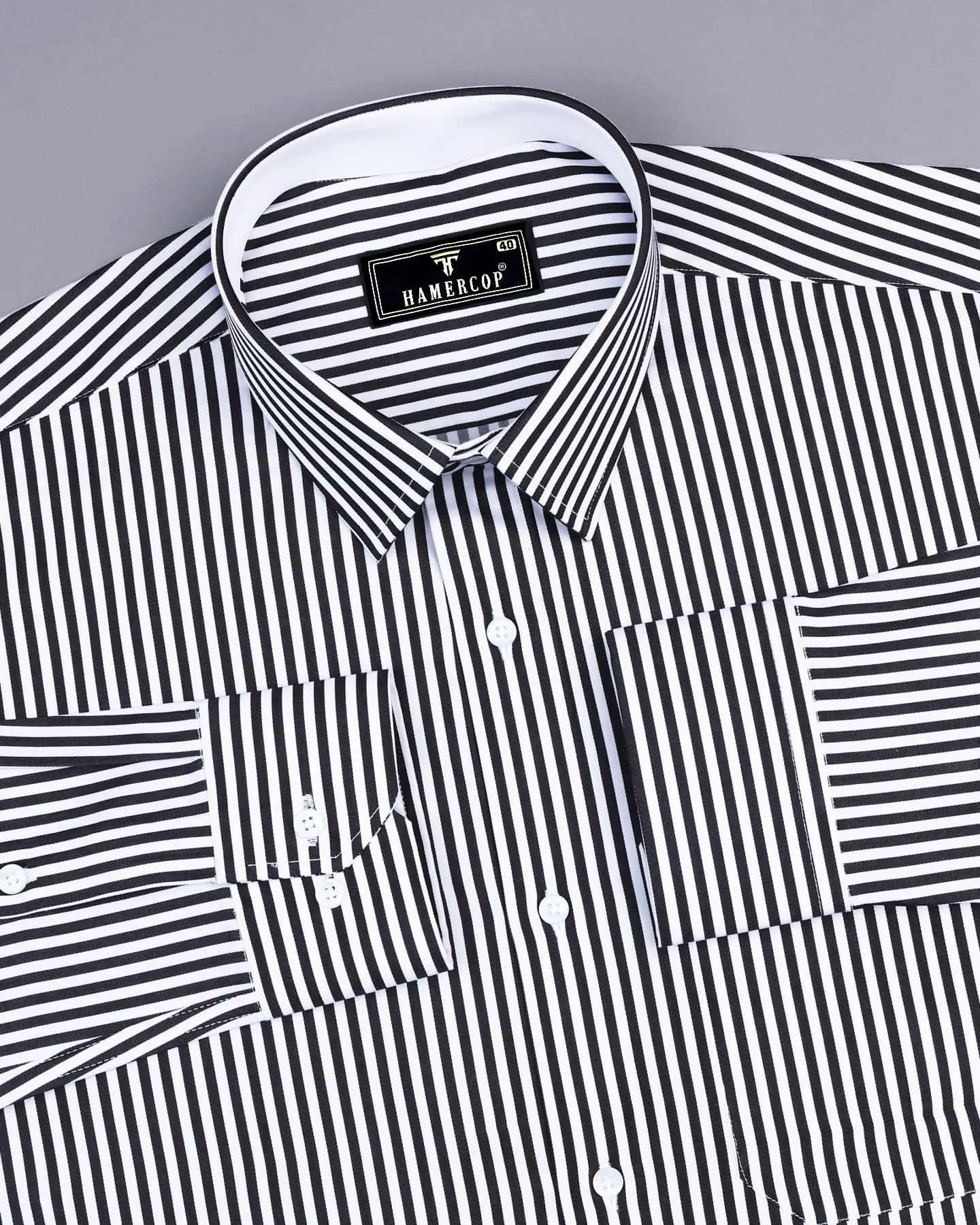 Destiny Black With White Stripe Premium Giza Designer Shirt