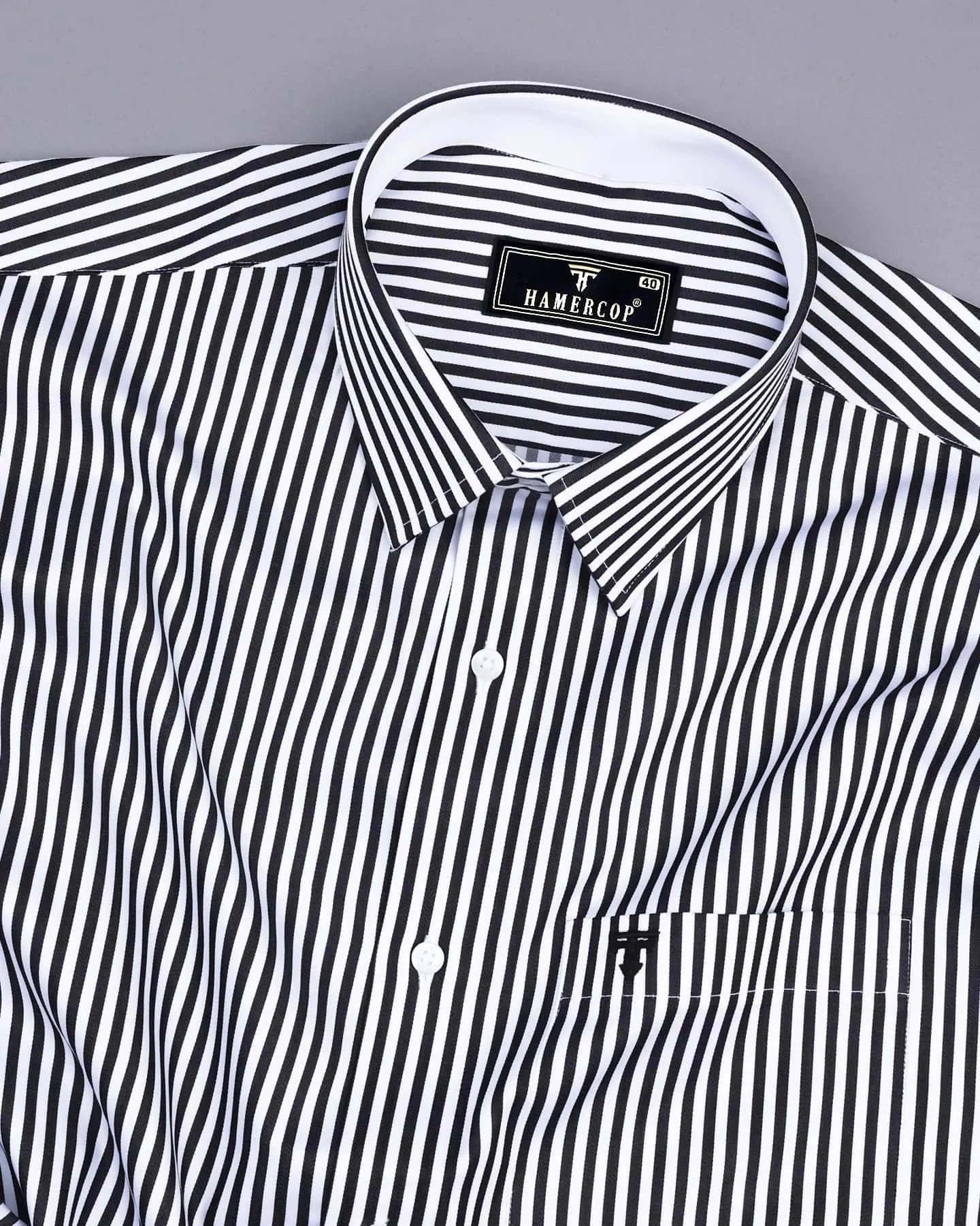 Destiny Black With White Stripe Premium Giza Designer Shirt