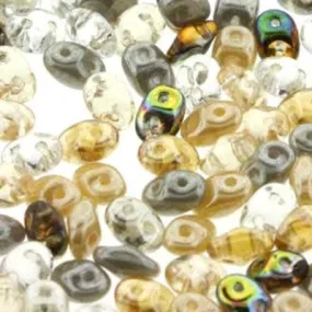 DU05MIX143 Moonstone SuperDuo Two Hole Czech Seed Beads Tube