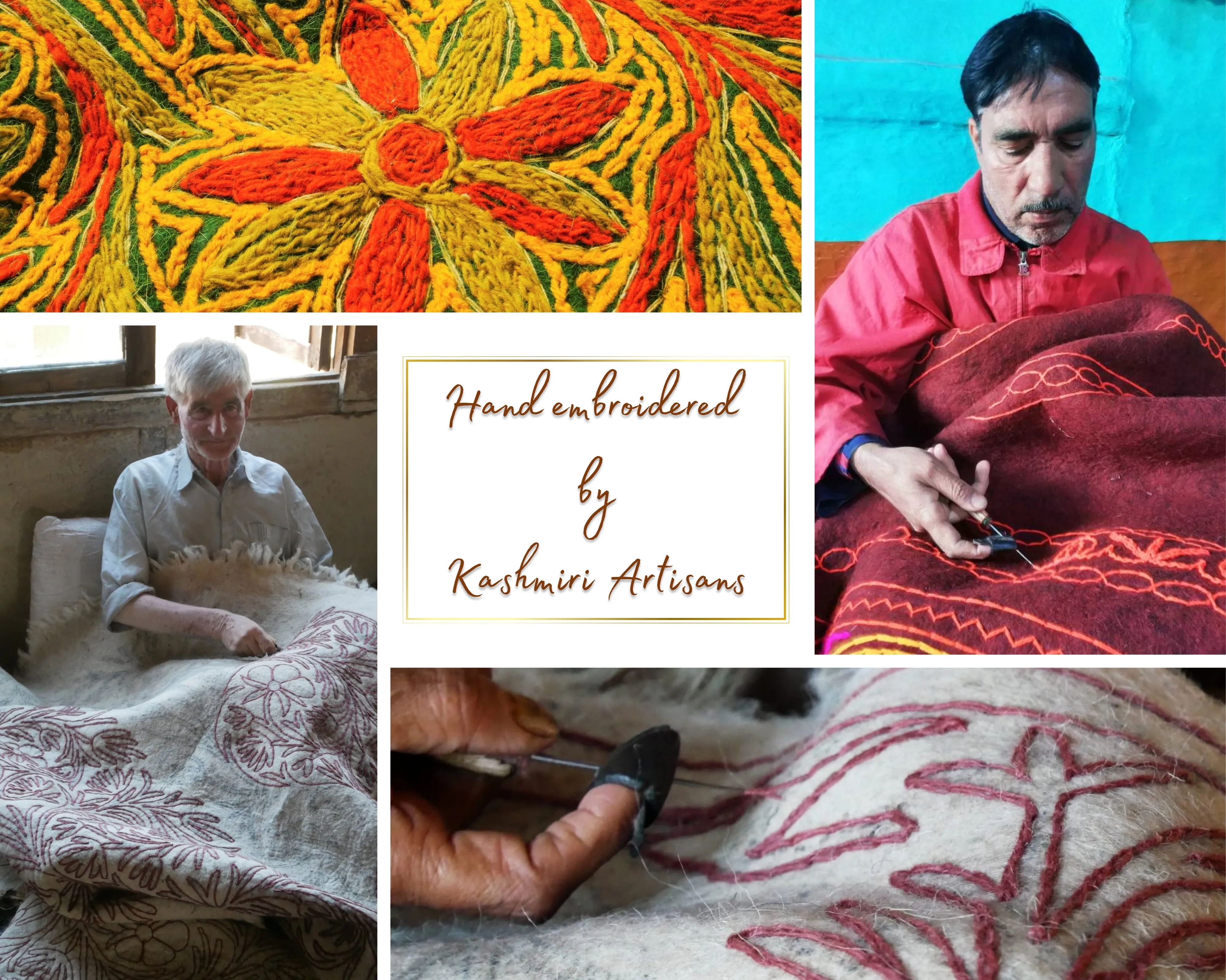 Flower rug - traditional Namda felt rug from Kashmir | hand felted, embroidered 6x4 boo floor seating - boho area rug