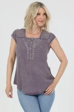 Lacy & Embroidered Lilac Summer Top