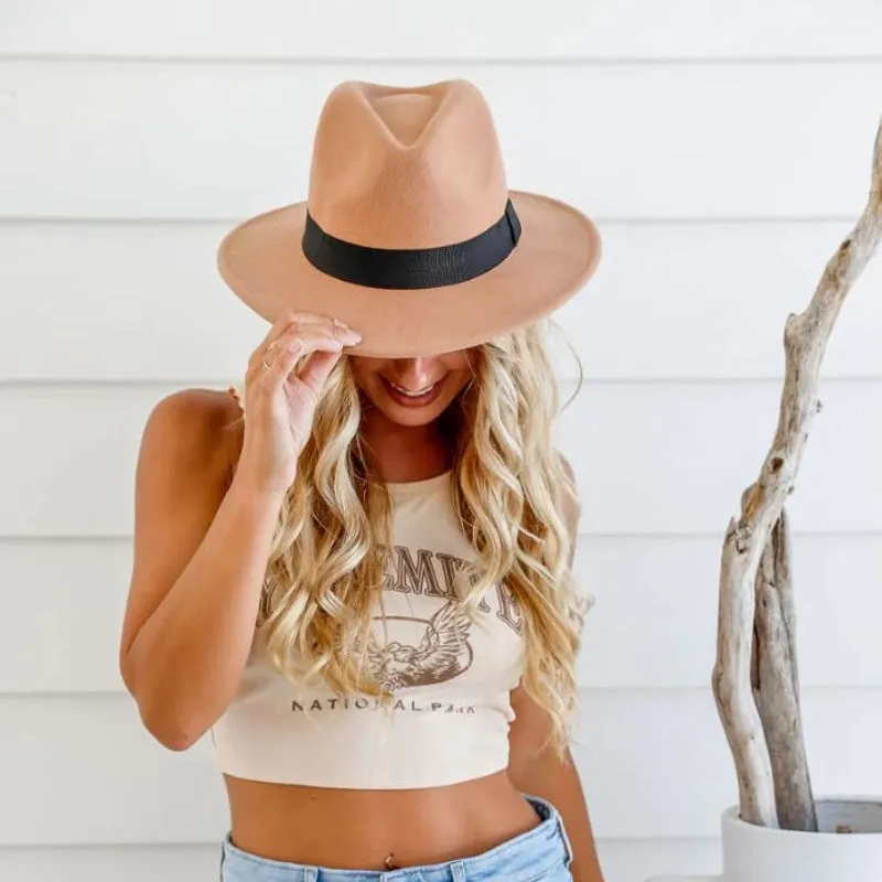 Ladies' Classic Wool Fedora - Black Band