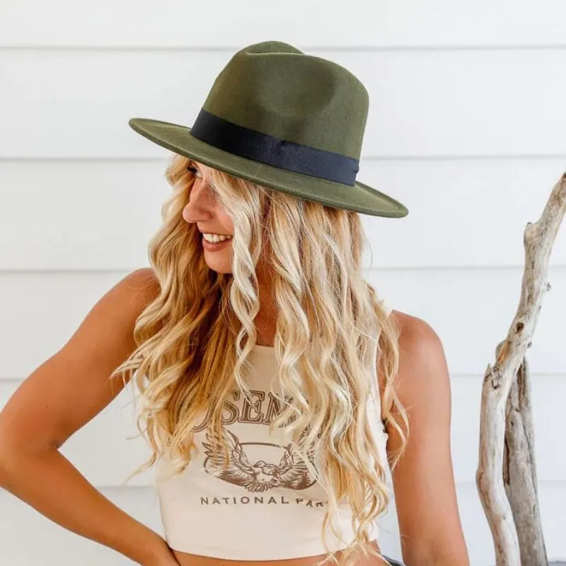 Ladies' Classic Wool Fedora - Black Band
