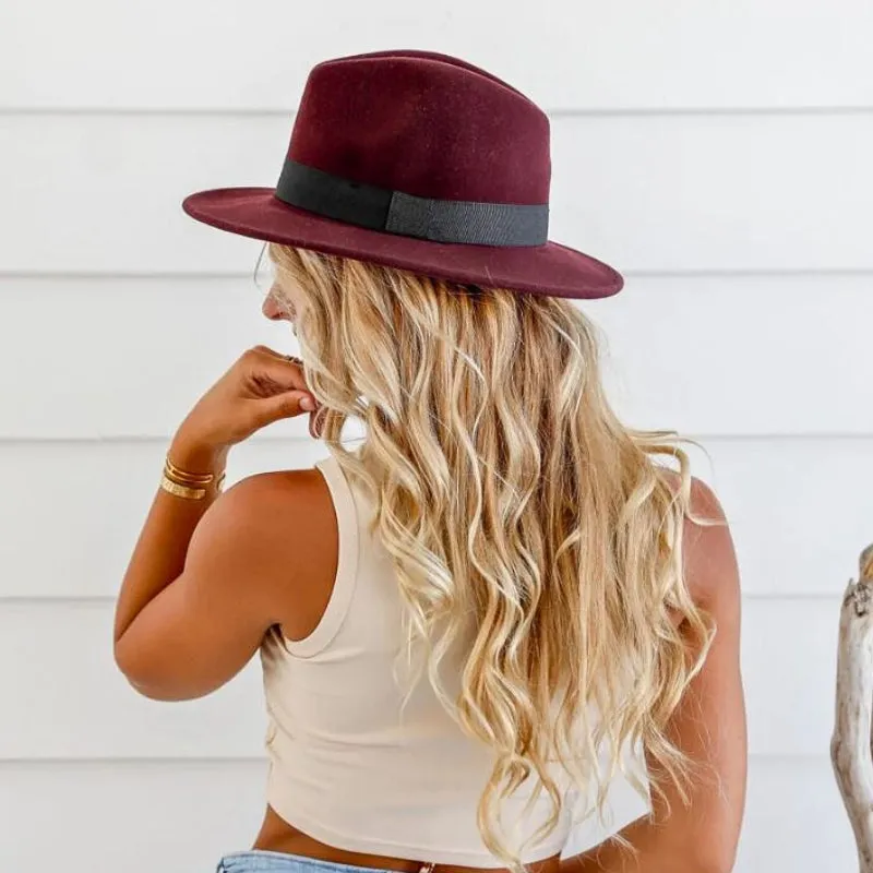 Ladies' Classic Wool Fedora - Black Band