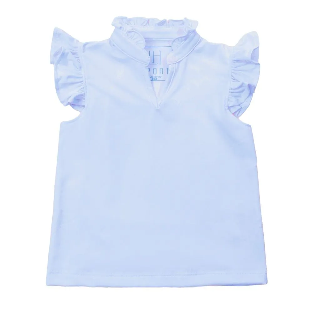 Lila & Hayes Sport Girls Ellie Sleeveless Ruffled Performance Top - Light Blue