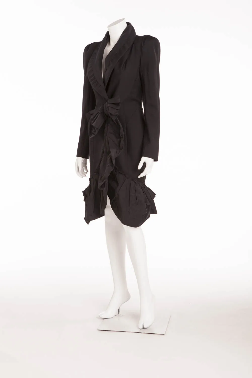 Louis Vuitton - Black Coat with Ruffle On Bottom - FR 38