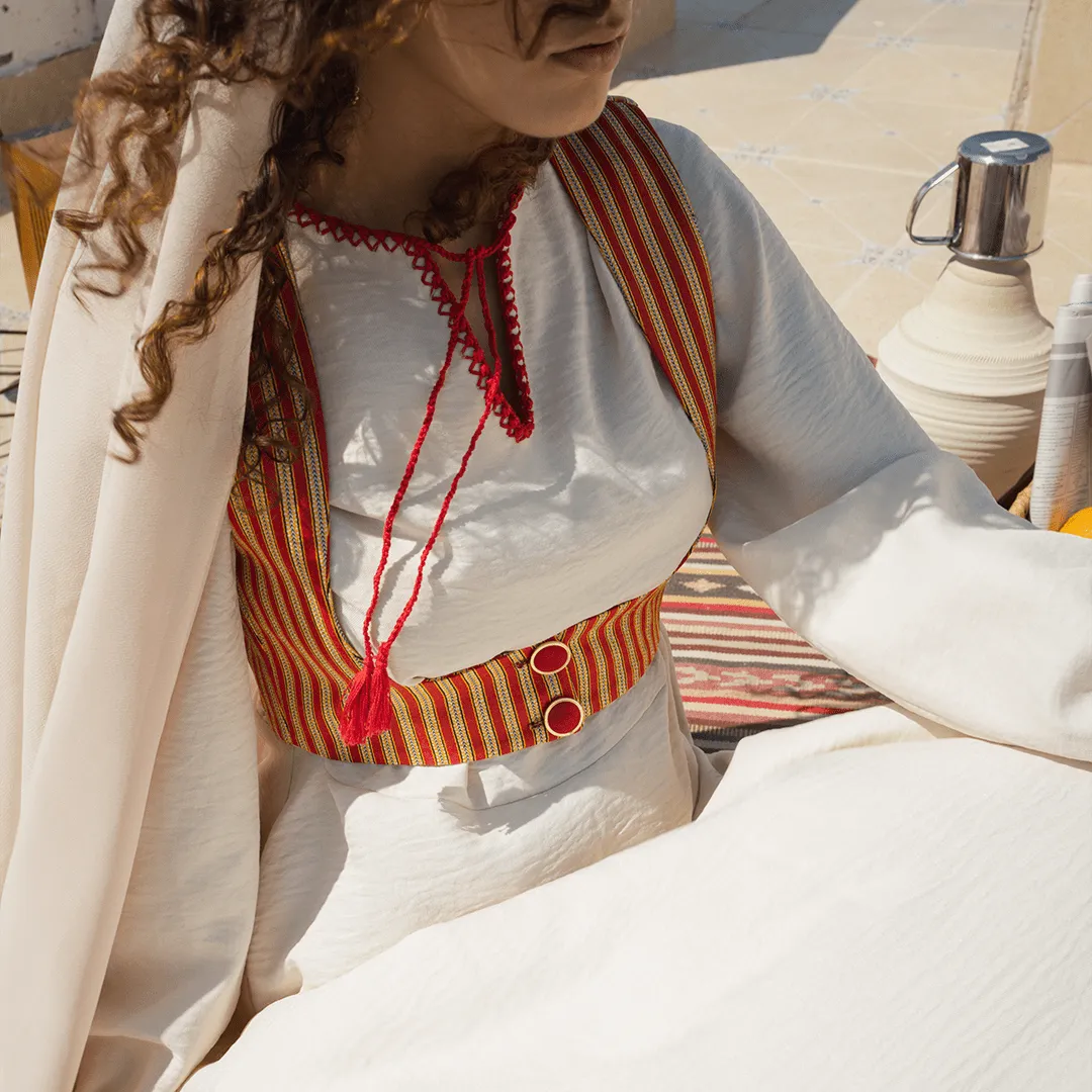 Marwa مروة - Hand Embroidered Dress and Saya waistcoat