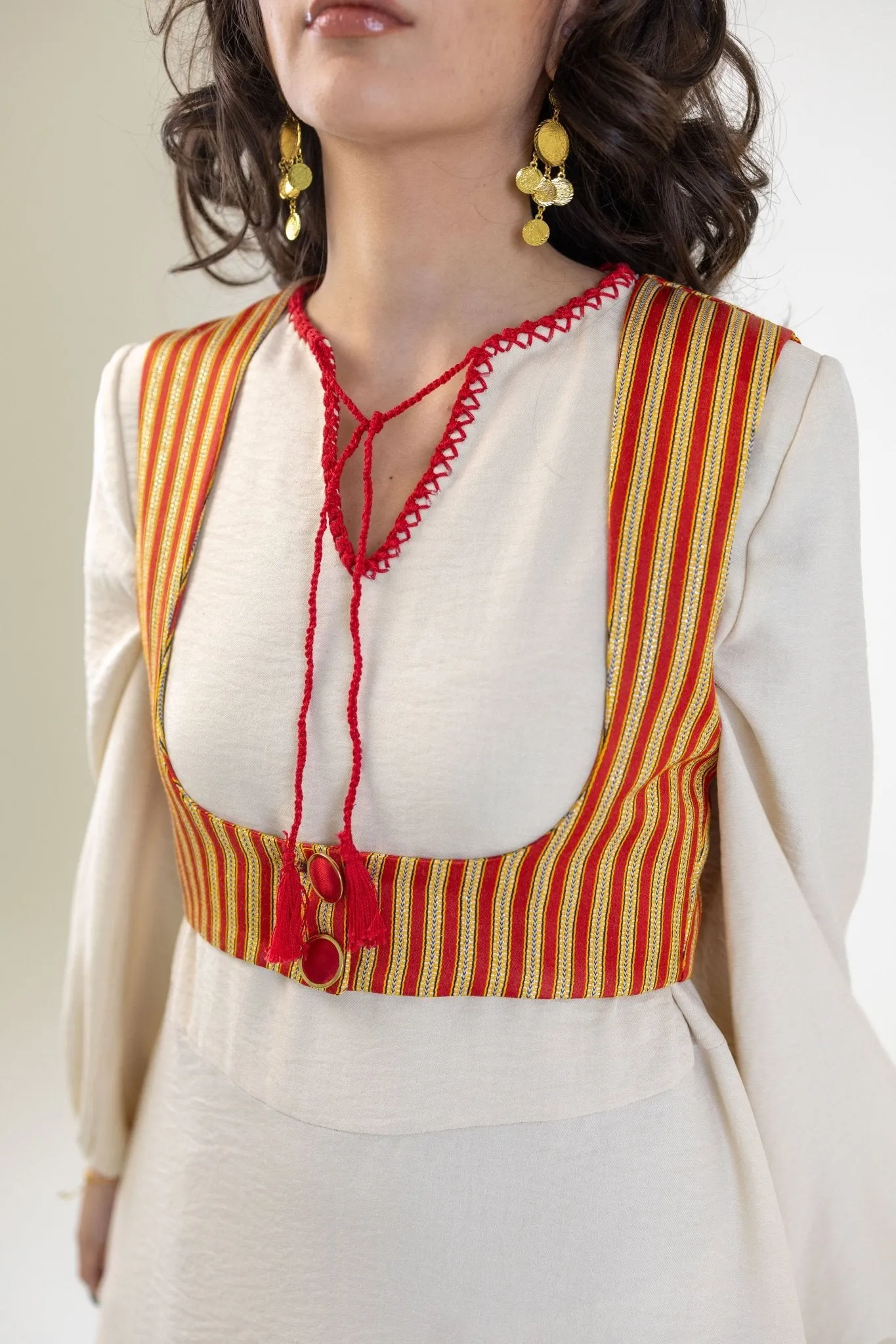 Marwa مروة - Hand Embroidered Dress and Saya waistcoat