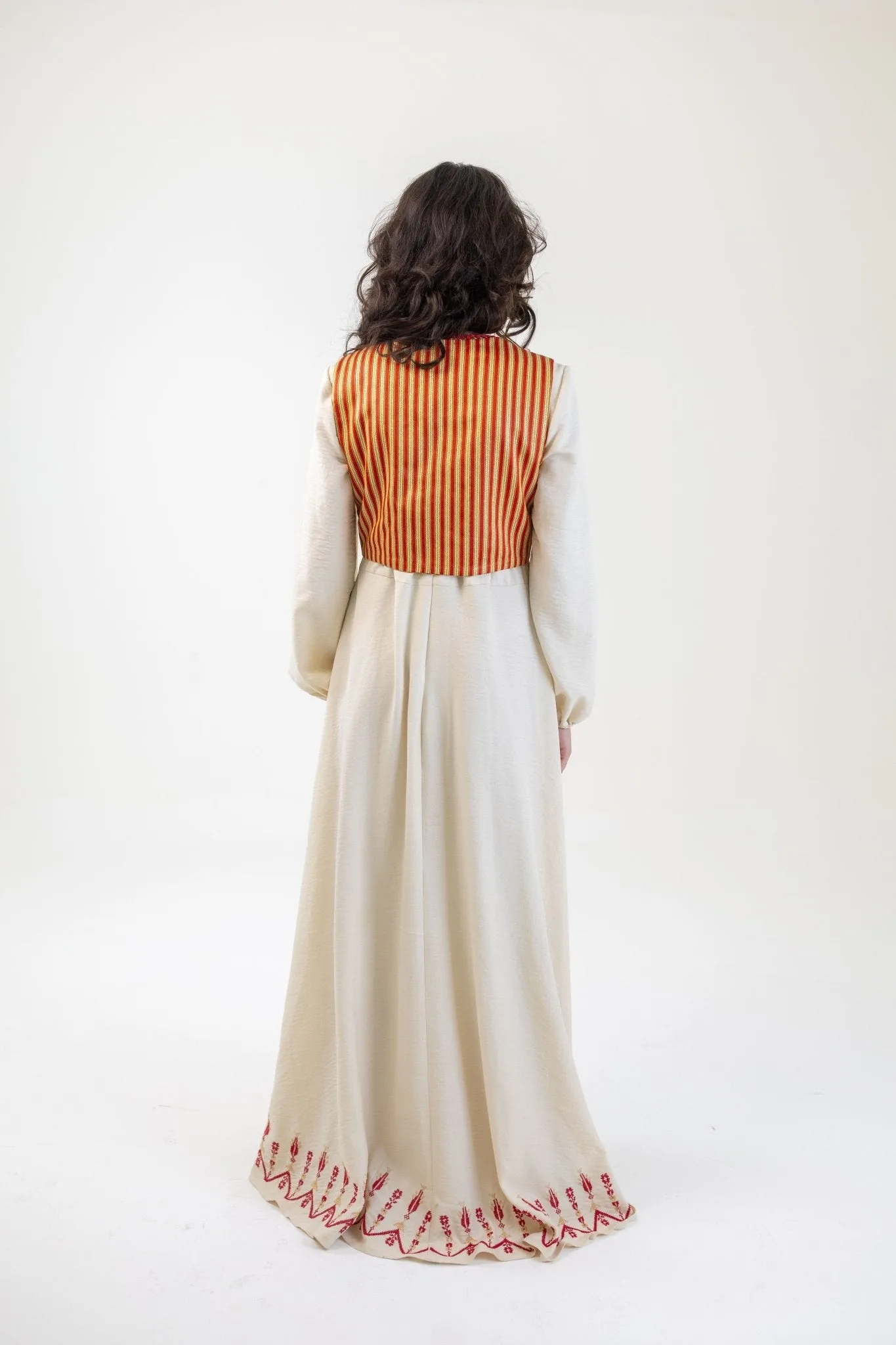Marwa مروة - Hand Embroidered Dress and Saya waistcoat