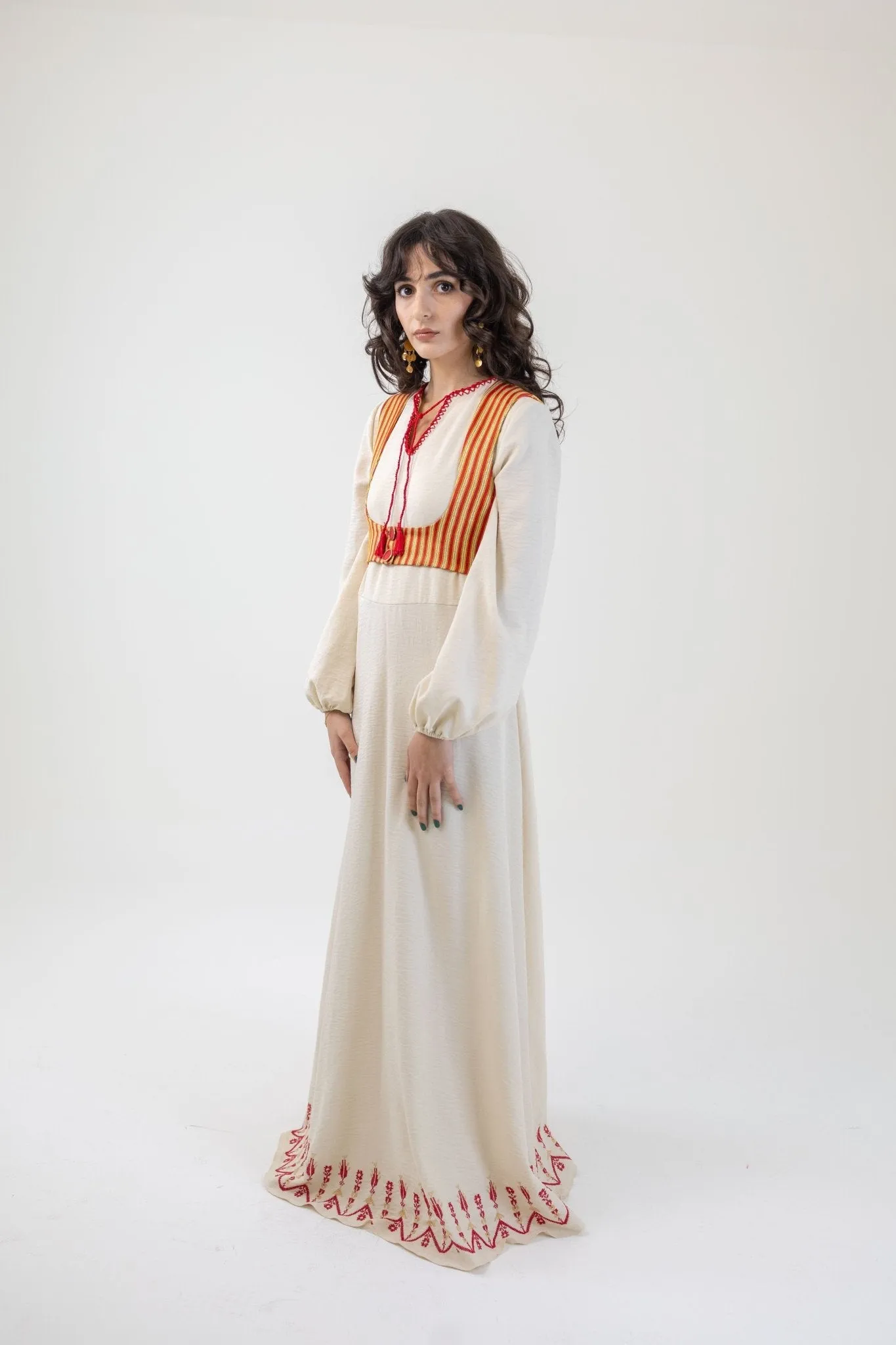 Marwa مروة - Hand Embroidered Dress and Saya waistcoat