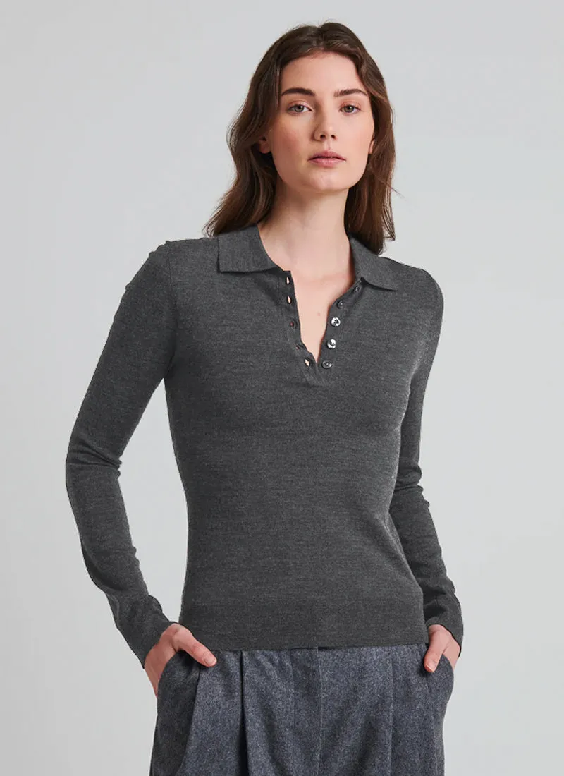 Merino Fitted Polo Sweater