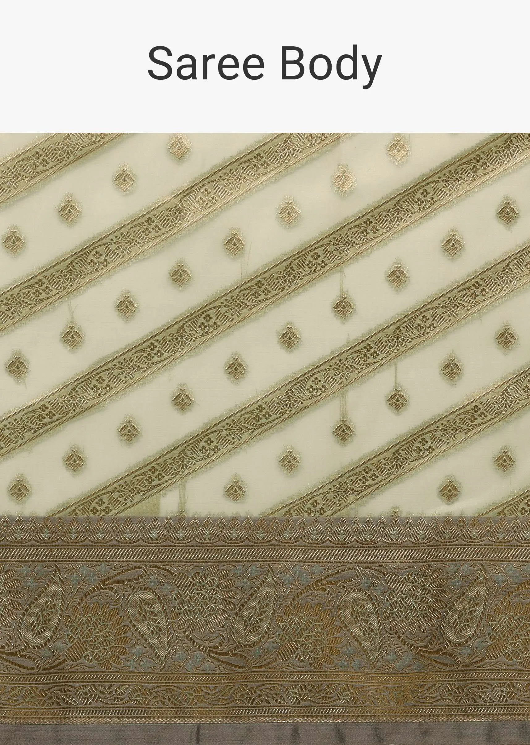 Mint Green Saree In Chanderi Tissue Handloom With Banarasi Chanderi Weaving