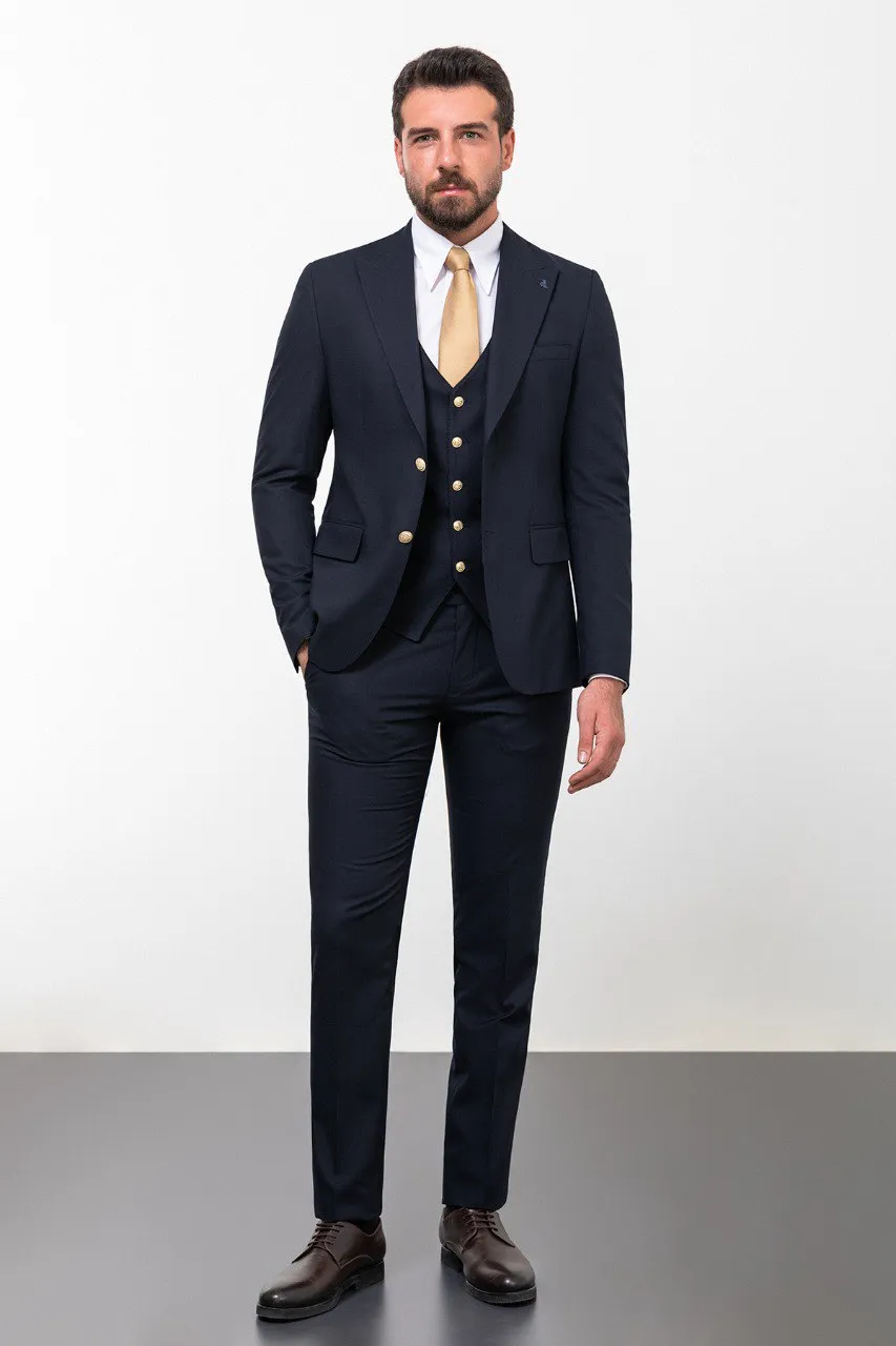Navy Luxe Three-Piece Suit