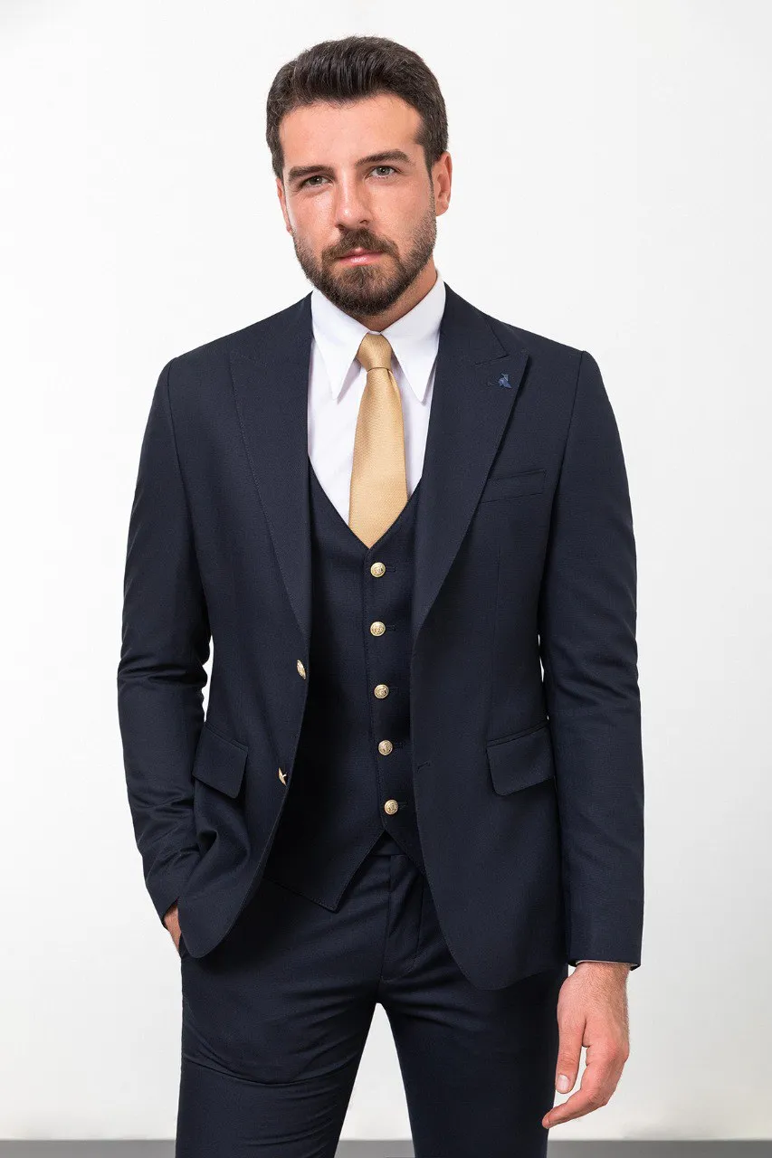 Navy Luxe Three-Piece Suit
