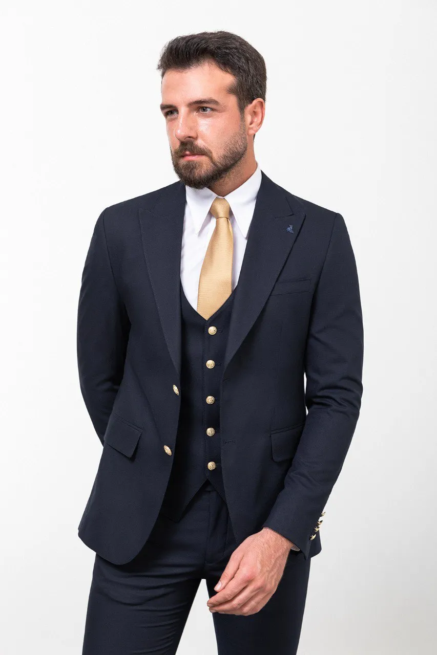 Navy Luxe Three-Piece Suit