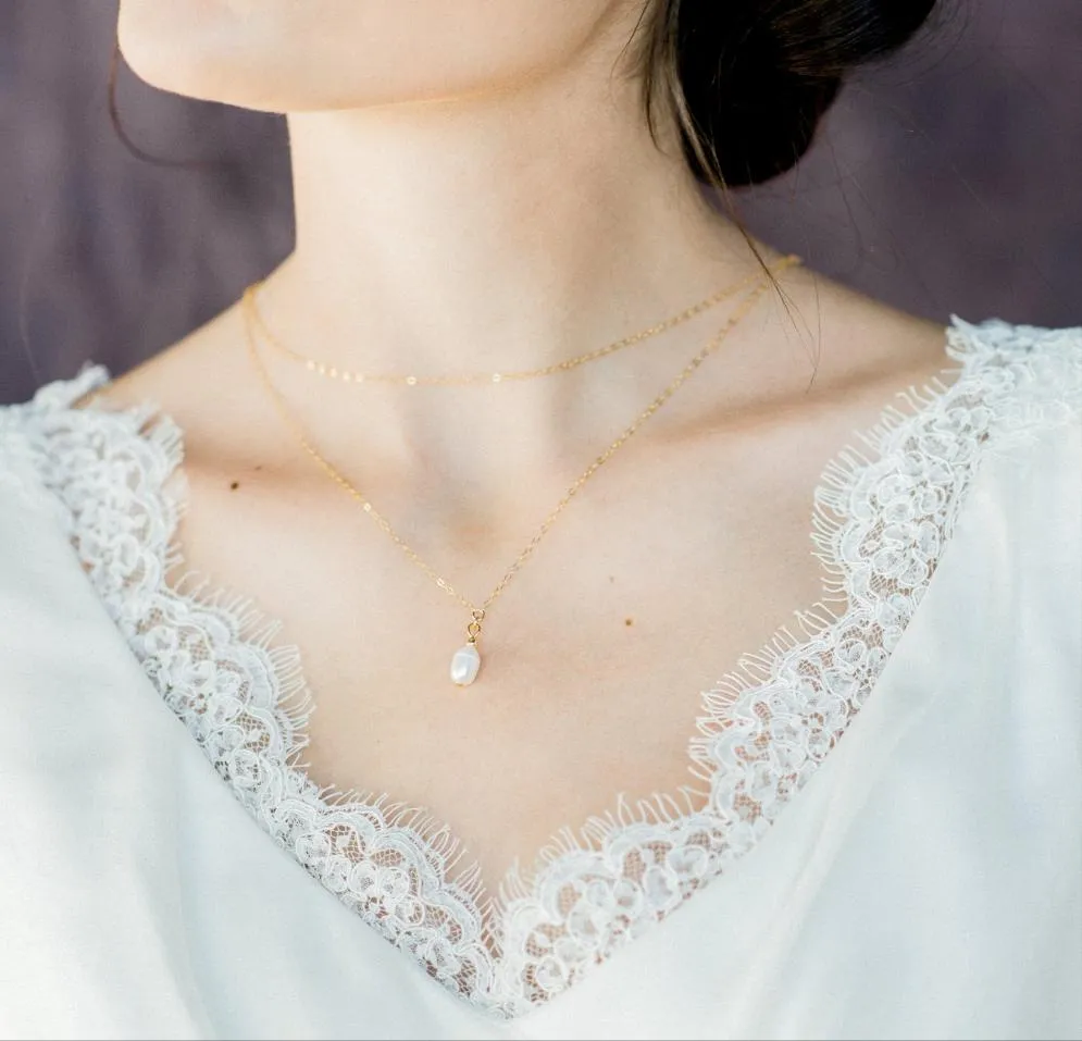RITA Freshwater Pearl Layered Bridal Necklace