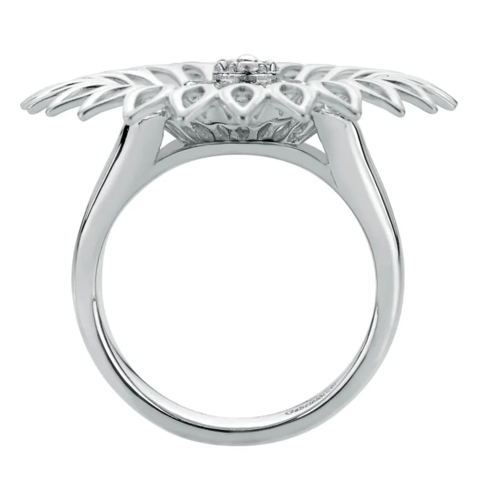 Sunflower Sterling Silver and White Sapphires Fashion Ring