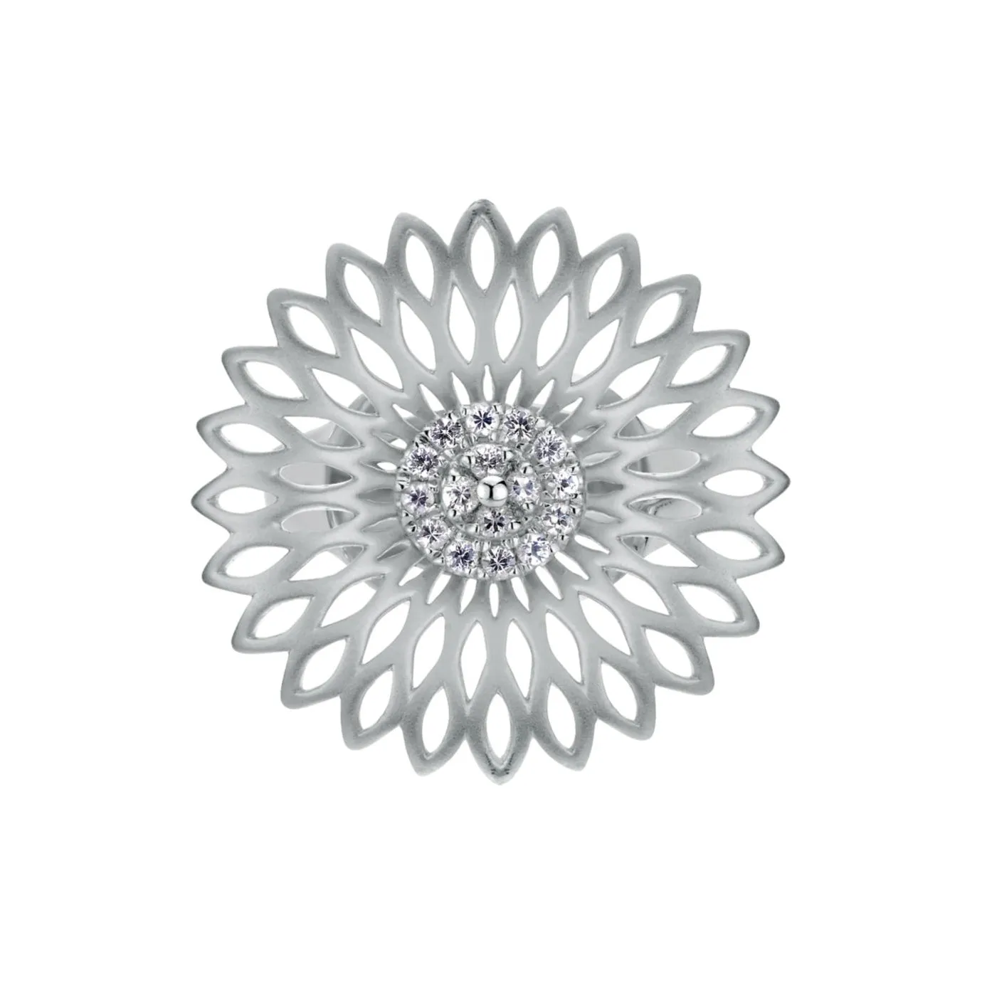 Sunflower Sterling Silver and White Sapphires Fashion Ring