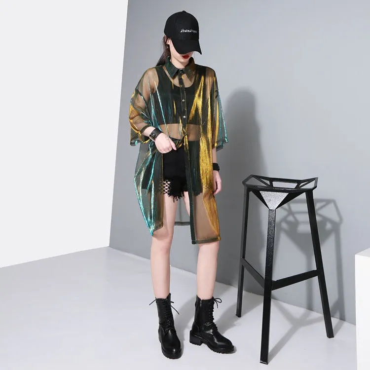 Transparent Holographic Maxishirt