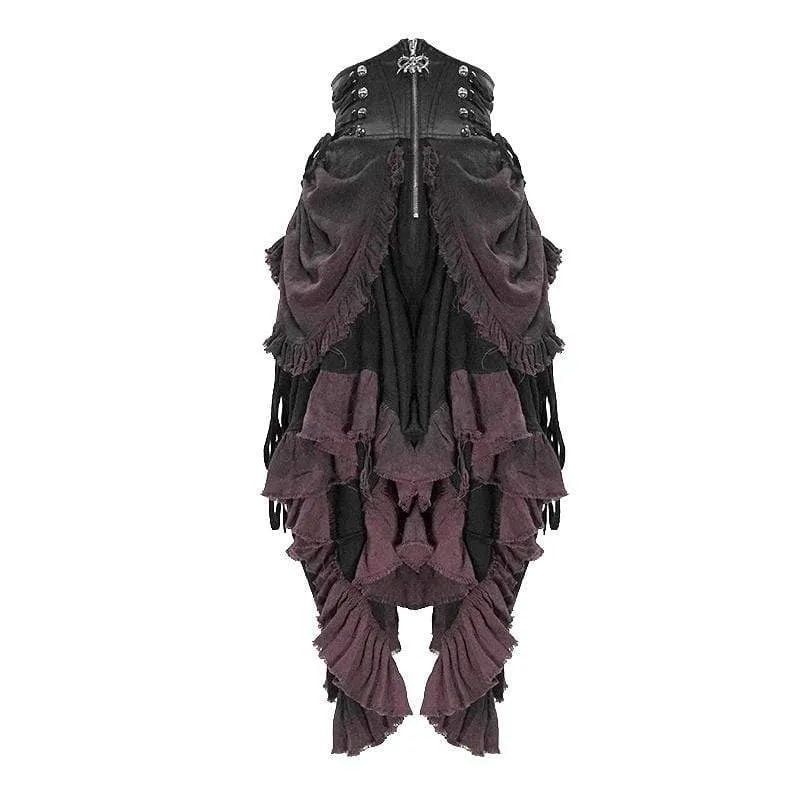Women's Vintage High-Waisted Gorgeous Muti-layered Ruched Skirts Gowns